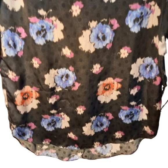 Size 10 Black & Floral Chiffon Relaxed Fit Above Knee Shift Dress - Picture 3 of 6